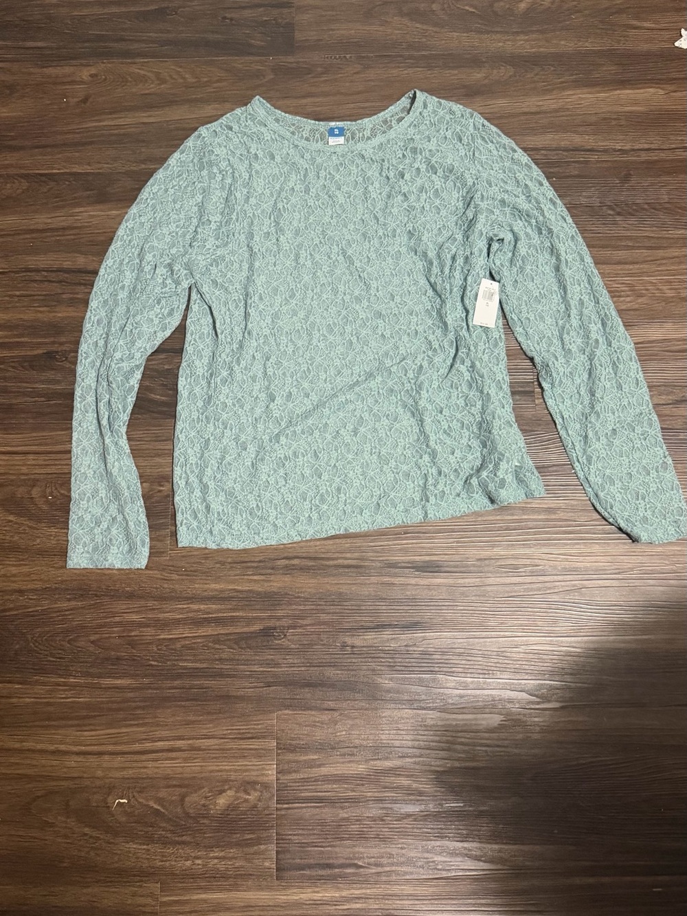 Women's Lace Long-Sleeve Top - Light Seafoam